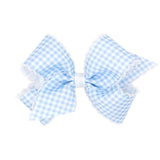Medium Gingham w/Moonstitch Hair Bow on Clippie - 6 Colors, Wee Ones, Alligator Clip, Alligator Clip Hair Bow, cf-type-hair-bow, cf-vendor-wee-ones, Clippie, Clippie Hair Bow, Hair Bow, Hair 