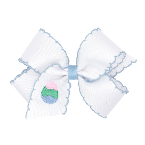 King Moonstitch Embroidered Easter Hair Bow on Clippie - Egg, Wee Ones, Alligator Clip, Alligator Clip Hair Bow, cf-type-hair-bow, cf-vendor-wee-ones, Clippie, Clippie Hair Bow, CM22, Easter,
