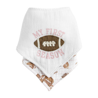 Mud Pie My First Season Bandana Bib Set - 2 Colors, Mud Pie, Bib, cf-size-blue, cf-size-pink, cf-type-bib, cf-vendor-mud-pie, CM22, Football, JAN23, Mud Pie, Mud Pie Bib, Muslin Bandana Bib, 