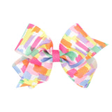 Bright Watercolor Print Grosgrain Hair Bow on Clippie - 2 Sizes, Wee Ones, Bright Watercolor Print Grosgrain Hair Bow on Clippie, cf-size-king, cf-type-hair-bow, cf-vendor-wee-ones, Hair Bow,