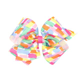 Bright Watercolor Print Grosgrain Hair Bow on Clippie - 2 Sizes, Wee Ones, Bright Watercolor Print Grosgrain Hair Bow on Clippie, cf-size-king, cf-type-hair-bow, cf-vendor-wee-ones, Hair Bow,