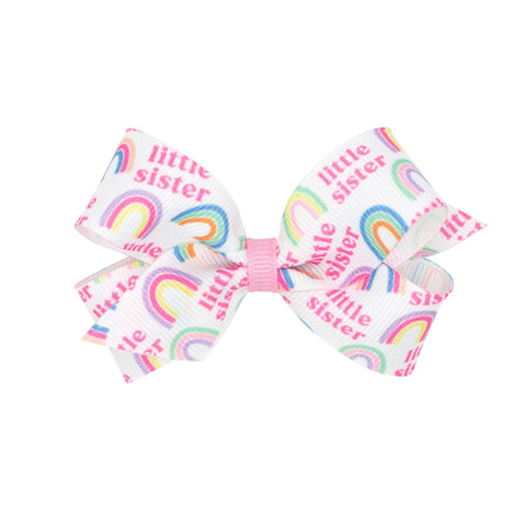 Little Sister Rainbow Hair Bow on Clippie - 2 Sizes, Wee Ones, cf-size-medium, cf-size-mini, cf-type-hair-bow, cf-vendor-wee-ones, Hair Bow on Clippie, Little Sister, Little Sister Hair Bow, 