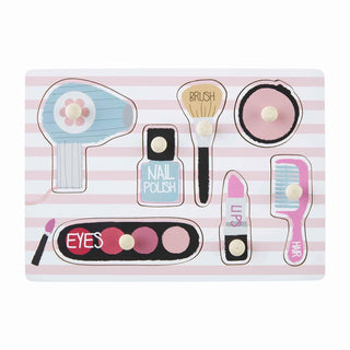 Mud Pie Makeup Knob Wooden Puzzle, Mud Pie, JAN23, Makeup Knob Wooden Puzzle, Mud Pie, Mud Pie Girly Knob Wooden Puzzle, Mud Pie Puzzle, Mud Pie Toys, Puzzle, Puzzles, Toy, Toys, Wood Puzzle,