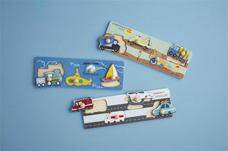 Mud Pie Transportation Knob Wooden Puzzle, Mud Pie, cf-type-toys, cf-vendor-mud-pie, Construction, Emergency Vehicles, JAN23, Mud Pie, Mud Pie Puzzle, Mud Pie Toys, Mud Pie Transportation Kno