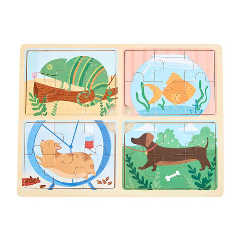 Mud Pie Wooden 4 in 1 Puzzle - Pets, Mud Pie, cf-type-toys, cf-vendor-mud-pie, Mud Pie, Mud Pie Puzzle, Mud Pie Toys, Mud Pie Wooden 4 in 1 Puzzle, Pets, Puzzle, Puzzles, Toy, Toys, Wood Puzz