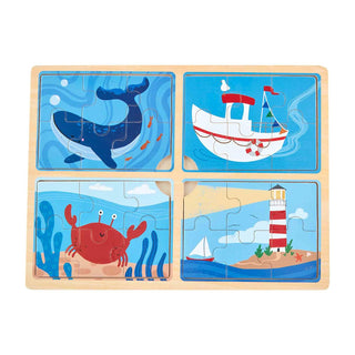 Mud Pie Wooden 4 in 1 Puzzle - Nautical, Mud Pie, cf-type-toys, cf-vendor-mud-pie, Garden, Mud Pie, Mud Pie Puzzle, Mud Pie Toys, Mud Pie Wooden 4 in 1 Puzzle, Puzzle, Puzzles, Toy, Toys, Tra