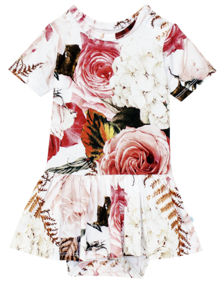 Posh Peanut Black Rose S/S Twirl Skirt Bodysuit, Posh Peanut, Baby, cf-size-0-3-months, cf-size-12-18-months, cf-size-18-24-months, cf-size-6-12-months, cf-type-twirl-skirt-bodysuit, cf-vendo