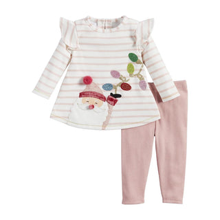 Mud Pie Pink Santa Tunic & Legging Set, Mud Pie, All Things Holiday, Christmas, Els PW 8258, JAN23, Jolly Holiday Sale, Mud Pie, Mud Pie Christmas, Mud Pie Santa, Mud Pie Santa Tunic, Santa, 