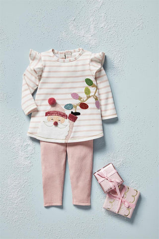 Mud Pie Pink Santa Tunic & Legging Set, Mud Pie, All Things Holiday, Christmas, Els PW 8258, JAN23, Jolly Holiday Sale, Mud Pie, Mud Pie Christmas, Mud Pie Santa, Mud Pie Santa Tunic, Santa, 