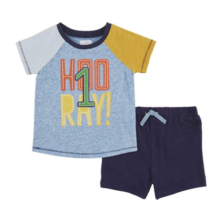 Mud Pie Birthday Boy 2pc Outfit - Hooray 1, Mud Pie, 1st Birthday, Birthday, Birthday Boy, Birthday Boy Shirt, Birthday Shirt, Boys Shirt, cf-size-12-18-months, cf-type-short-sleeve-tee, cf-v