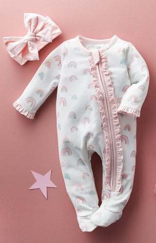 Mud Pie Rainbow Sleeper & Headband Set, Mud Pie, Baby Girl Baby Shower Gift, Baby Girl Gift, Baby Shower Gift, Girl Baby Shower Gift, Headband and Footie Set, JAN23, Mud Pie Footie, Mud Pie R