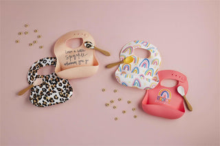 Mud Pie Silicone Bib & Spoon Set, Mud Pie, Baby Gift, Baby Shower, cf-type-bib, cf-vendor-mud-pie, CM22, EB Baby, JAN23, Leopard, Mud Pie, Mud Pie Bib, Mud Pie Leopard Mud Pie Silicone Bib & 