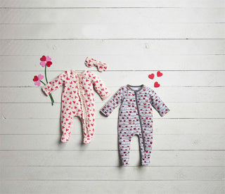 Mud Pie Valentine's Gray Sleeper, Mud Pie, cf-size-0-3-months, cf-size-3-6-months, cf-type-footie, cf-vendor-mud-pie, CM22, JAN23, Mud Pie, Mud Pie Baby, Mud Pie Valentine's Day, Mud Pie Vale