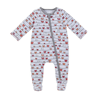 Mud Pie Valentine's Gray Sleeper, Mud Pie, cf-size-0-3-months, cf-size-3-6-months, cf-type-footie, cf-vendor-mud-pie, CM22, JAN23, Mud Pie, Mud Pie Baby, Mud Pie Valentine's Day, Mud Pie Vale