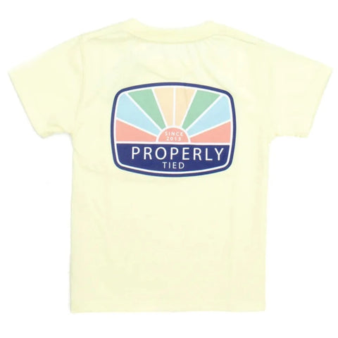 Properly Tied LD Sun Logo Light Yellow S/S Tee, Properly Tied, cf-size-18-months, cf-size-24-months, cf-size-3t, cf-type-shirts-&-tops, cf-vendor-properly-tied, CM22, Graphic Tee, LD Sun Logo