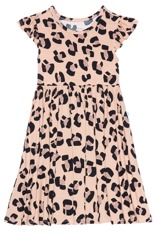 Posh Peanut Sasha Ruffled Capsleeve Twirl Dress, Posh Peanut, Dress, Leopard Dress, Leopard Twilr Dress, Leopard Twirl Dress, Posh PEanut, Posh Peanut Ruffled Capsleeve Twirl Dress, Posh Pean