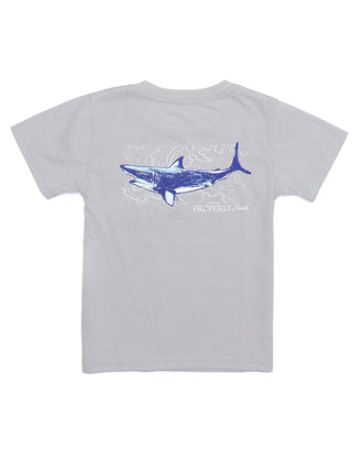 Properly Tied LD Topo Shark Ice Grey S/S Tee, Properly Tied, CM22, Graphic Tee, LD Topo Shark Ice Grey S/S Tee, Little Ducklings, Properly Tied, Properly Tied Graphic Tee, Topo Shark, Shirts 