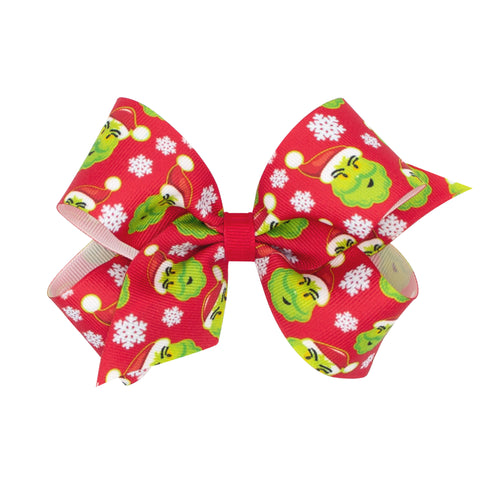 Medium Holiday Grosgrain Printed Hair Bow on Clippie, Wee Ones, All Things Holiday, cf-type-hair-bow, cf-vendor-wee-ones, Christmas Bow, Hair Bow, Holiday Hair Bow, MEdium Hair Bow, Wee Ones,