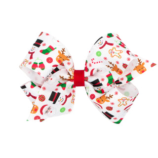 Medium Holiday Grosgrain Printed Hair Bow on Clippie, Wee Ones, All Things Holiday, cf-type-hair-bow, cf-vendor-wee-ones, Christmas Bow, Hair Bow, Holiday Hair Bow, MEdium Hair Bow, Wee Ones,