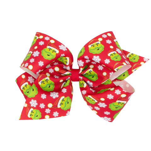 King Holiday Grosgrain Printed Hair Bow on Clippie, Wee Ones, All Things Holiday, cf-type-hair-bow, cf-vendor-wee-ones, Christmas Bow, Hair Bow, Holiday Hair Bow, Wee Ones, Wee Ones Hair Bow,