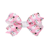 Mini Pink Theme Christmas Grosgrain Printed Hair Bow on Clippie, Wee Ones, All Things Holiday, cf-type-hair-bow, cf-vendor-wee-ones, Christmas Bow, Hair Bow, Holiday Hair Bow, Mini Hair Bow, 