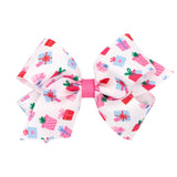 Medium Pink Theme Christmas Grosgrain Printed Hair Bow on Clippie, Wee Ones, All Things Holiday, cf-type-hair-bow, cf-vendor-wee-ones, Christmas Bow, Hair Bow, Holiday Hair Bow, MEdium Hair B