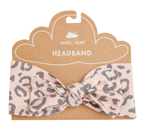 Angel Dear Pink Leopard Muslin Headband, Angel Dear, angel Dear, Angel Dear Headband, Angel Dear Pink Leopard, Angel dear Spring 2021, CM22, Headband, JAN23, Headband - Basically Bows & Bowti