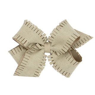 King Faux Suede Overlay Grosgrain Bow on Clippie, Wee Ones, cf-type-hair-bow, cf-vendor-wee-ones, Medium Faux Suede Overlay Grosgrain Bow on Clippie, Medium Overlay Grosgrain Bow on Clippie (