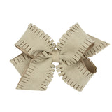 King Faux Suede Overlay Grosgrain Bow on Clippie, Wee Ones, cf-type-hair-bow, cf-vendor-wee-ones, Medium Faux Suede Overlay Grosgrain Bow on Clippie, Medium Overlay Grosgrain Bow on Clippie (