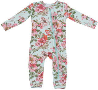 Angel Dear Woodland Rose Ruffle Front Romper with Zipper, Angel Dear, angel Dear, Angel Dear Bamboo Ruffle Front Romper with Zipper, Angel Dear Fall 2020, Angel Dear Floral, Angel Dear Ruffle