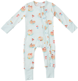 Angel Dear Pancakes Bamboo Ruffle Front Zipper Romper, Angel Dear, Angel Dear, Angel Dear Pancakes, Angel Dear Romper, Angel Dear Ruffle Front Zipper Romper, Angel dear Spring 2021, CM22, JAN