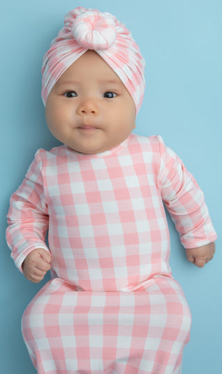 Angel Dear Pink Gingham Knotted Gown, Angel Dear, angel Dear, Angel Dear Fall 2020, Angel Dear Gown, Angel Dear Knotted Gown, Angel Dear Pink Gingham, Angel Dear Pink Gingham Knotted Gown, CM