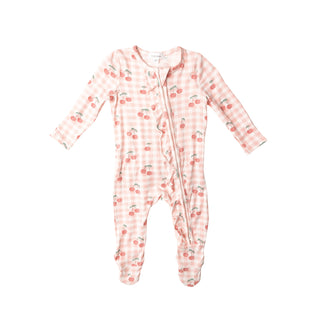 Angel Dear Cherry Gingham Ruffle Front Zipper Footie, Angel Dear, angel Dear, Angel Dear Cherry Gingham, Angel dear Footie, Angel Dear Ruffle Footie, Angel Dear Ruffle Front Zipper Footie, An