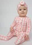 Angel Dear Pink Gingham Ruffle Footie with Zipper, Angel Dear, angel Dear, Angel Dear Bamboo Footie, Angel Dear Fall 2020, Angel Dear Footie with Zipper, Angel Dear Gingham Ruffle Footie with