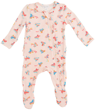 Angel Dear Roller Skates Bamboo Ruffle Footie with Zipper, Angel Dear, angel Dear, Angel Dear Bamboo Footie, Angel Dear Fall 2020, Angel Dear Footie with Zipper, Angel Dear Roller Skates, Ang