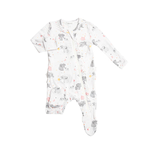 Angel Dear Pink Elephants Ruffle Front Zipper Footie, Angel Dear, angel Dear, Angel Dear Fall 2021, Angel dear Footie, Angel Dear Pink Elephants, Angel Dear Ruffle Footie, Angel Dear Ruffle F