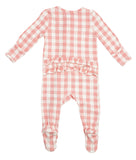 Angel Dear Pink Gingham Ruffle Footie with Zipper, Angel Dear, angel Dear, Angel Dear Bamboo Footie, Angel Dear Fall 2020, Angel Dear Footie with Zipper, Angel Dear Gingham Ruffle Footie with