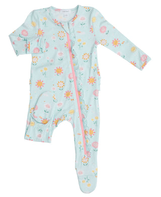 Angel Dear Hello Daisy Bamboo Ruffle Front Footie with Zipper, Angel Dear, Angel Dear, Angel Dear Footie with Zipper, Angel Dear Happy Daisy, Angel Dear Ruffle Front Footie with Zipper, Angel