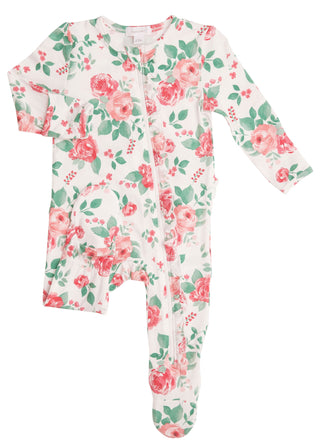 Angel Dear Rose Garden Bamboo Ruffle Front Footie with Zipper, Angel Dear, Angel Dear, Angel Dear Footie with Zipper, Angel Dear Rose Garden, Angel Dear Ruffle Front Footie with Zipper, Angel