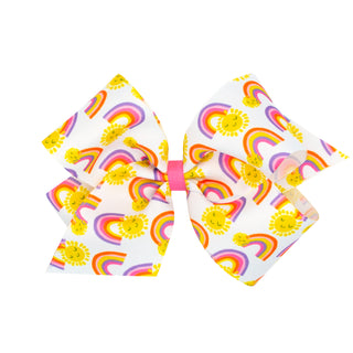 Rainbow California Dreamin' Print Hair Bow on Clippie, Wee Ones, Alligator Clip, Alligator Clip Hair Bow, California Dreamin' Print Hair Bow on Clippie, cf-size-king, cf-type-hair-bow, cf-ven