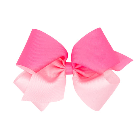 Hot Pink Ombre Color-Block Print Hair Bow on Clippie, Wee Ones, Alligator Clip, Alligator Clip Hair Bow, cf-size-king, cf-type-hair-bow, cf-vendor-wee-ones, Clippie, Clippie Hair Bow, Hair Bo