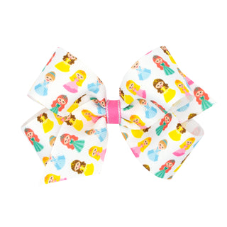 Princess Print Hair Bow on Clippie, Wee Ones, Alligator Clip, Alligator Clip Hair Bow, cf-size-king, cf-size-medium, cf-type-hair-bow, cf-vendor-wee-ones, Clippie, Clippie Hair Bow, Hair Bow,