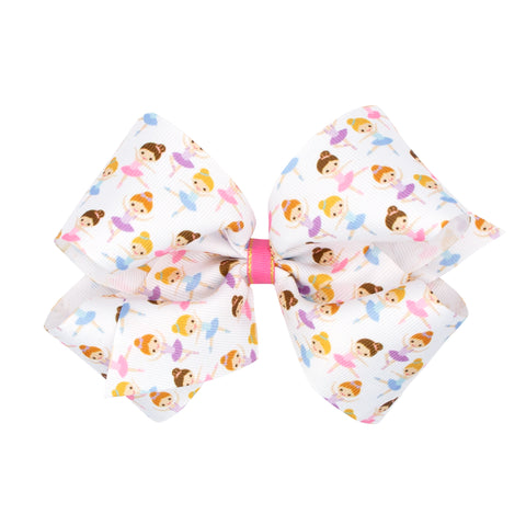 Dancer Print Hair Bow on Clippie, Wee Ones, Alligator Clip, Alligator Clip Hair Bow, cf-size-king, cf-size-medium, cf-type-hair-bow, cf-vendor-wee-ones, Clippie, Clippie Hair Bow, dance, danc