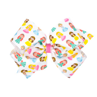 Princess Print Hair Bow on Clippie, Wee Ones, Alligator Clip, Alligator Clip Hair Bow, cf-size-king, cf-size-medium, cf-type-hair-bow, cf-vendor-wee-ones, Clippie, Clippie Hair Bow, Hair Bow,