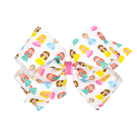 Princess Print Hair Bow on Clippie, Wee Ones, Alligator Clip, Alligator Clip Hair Bow, cf-size-king, cf-size-medium, cf-type-hair-bow, cf-vendor-wee-ones, Clippie, Clippie Hair Bow, Hair Bow,