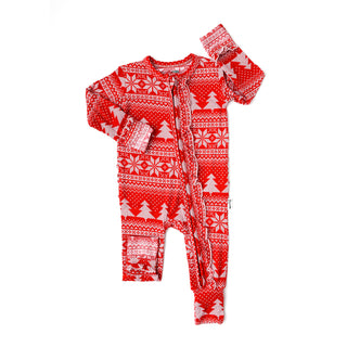 Gigi and Max Clark Christmas Sweater Ruffle Zip One Piece, Gigi and Max, All Things Holiday, Bamboo Pajama, cf-size-6m-3-6m, cf-type-pajamas, cf-vendor-gigi-and-max, Christmas, Christmas Foot