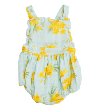 Angel Dear Daffodils Muslin Ruffle Bib Bubble, Angel Dear, angel Dear, Angel Dear Bubble, Angel Dear Bubble Romper, Angel Dear Daffodils Ruffle Bib Bubble, Angel dear Spring 2021, cf-size-3-6