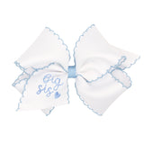 Small King Grosgrain Moonstitch Hair Bow with Embroidered Big Sis, Wee Ones, Big Sis, Big Sister, cf-size-lt-pink, cf-size-millennium-blue, cf-type-hair-bow, cf-vendor-wee-ones, Hair Bow on C