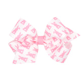 Pink Bunny Print Hair Bow on Clippie, Wee Ones, Alligator Clip, Alligator Clip Hair Bow, cf-size-king, cf-size-medium, cf-type-hair-bow, cf-vendor-wee-ones, Clippie, Clippie Hair Bow, Easter,