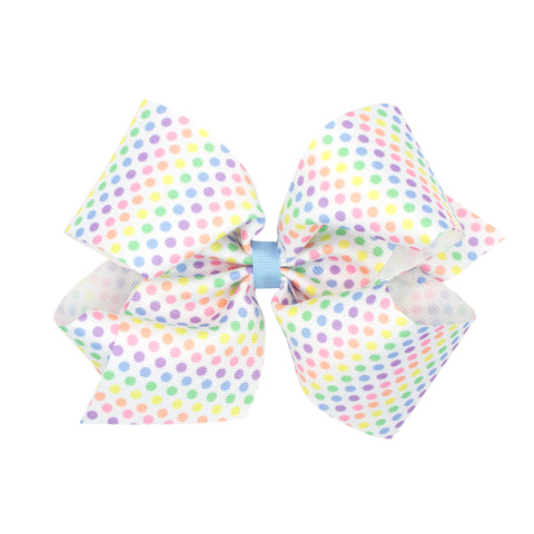 Easter Dot Printed Hair Bow on Clippie, Wee Ones, Alligator Clip, Alligator Clip Hair Bow, cf-size-king, cf-size-medium, cf-type-hair-bow, cf-vendor-wee-ones, Clippie, Clippie Hair Bow, Easte